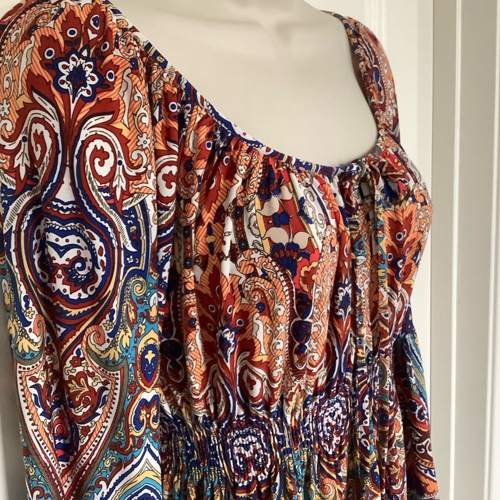 NWT Boston Proper Vibrant Paisley Dress Size 4 Long Bell Sleeves Bohemian - Picture 2 of 9